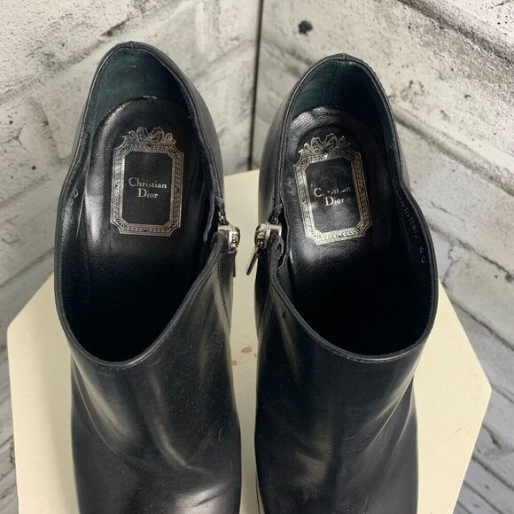 Dior Black Leather Bootie Platform Stiletto Ankle Short Boots - Picture 8 of 14
